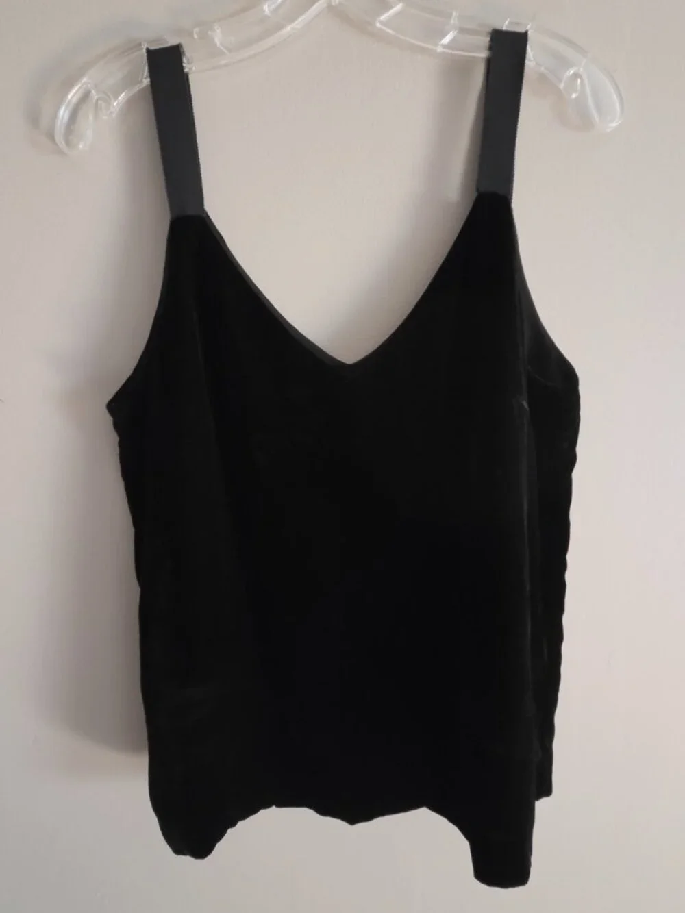 J.Crew Black Velvet Drapey V-Neck Cami Tank Top Lined M